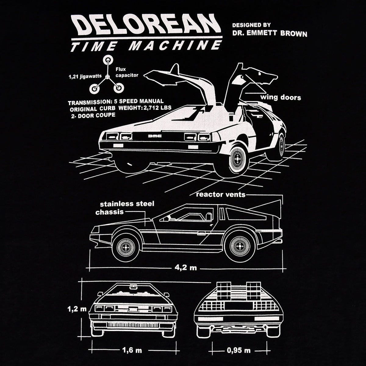 Produktbild Zurück in die Zukunft - DeLorean T-Shirt schwarz