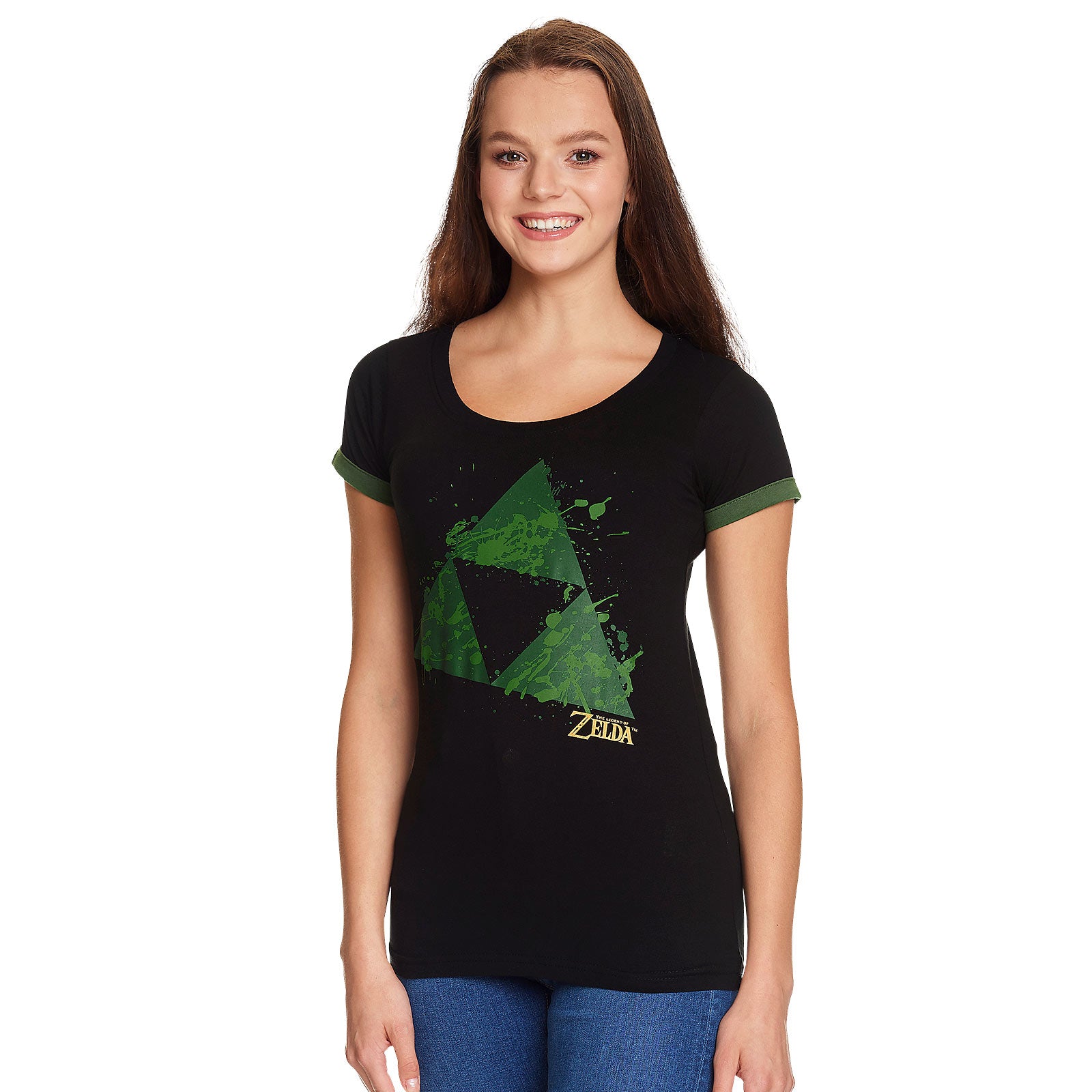 Produktbild Zelda - Triforce Splatter T-Shirt Damen schwarz