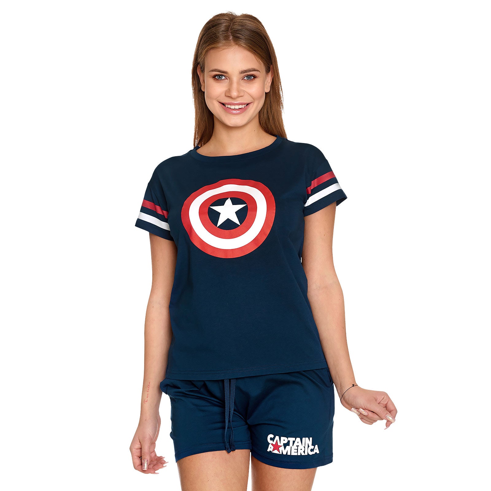 Image produit Captain America - Pyjama court pour femmes avec logo Shield