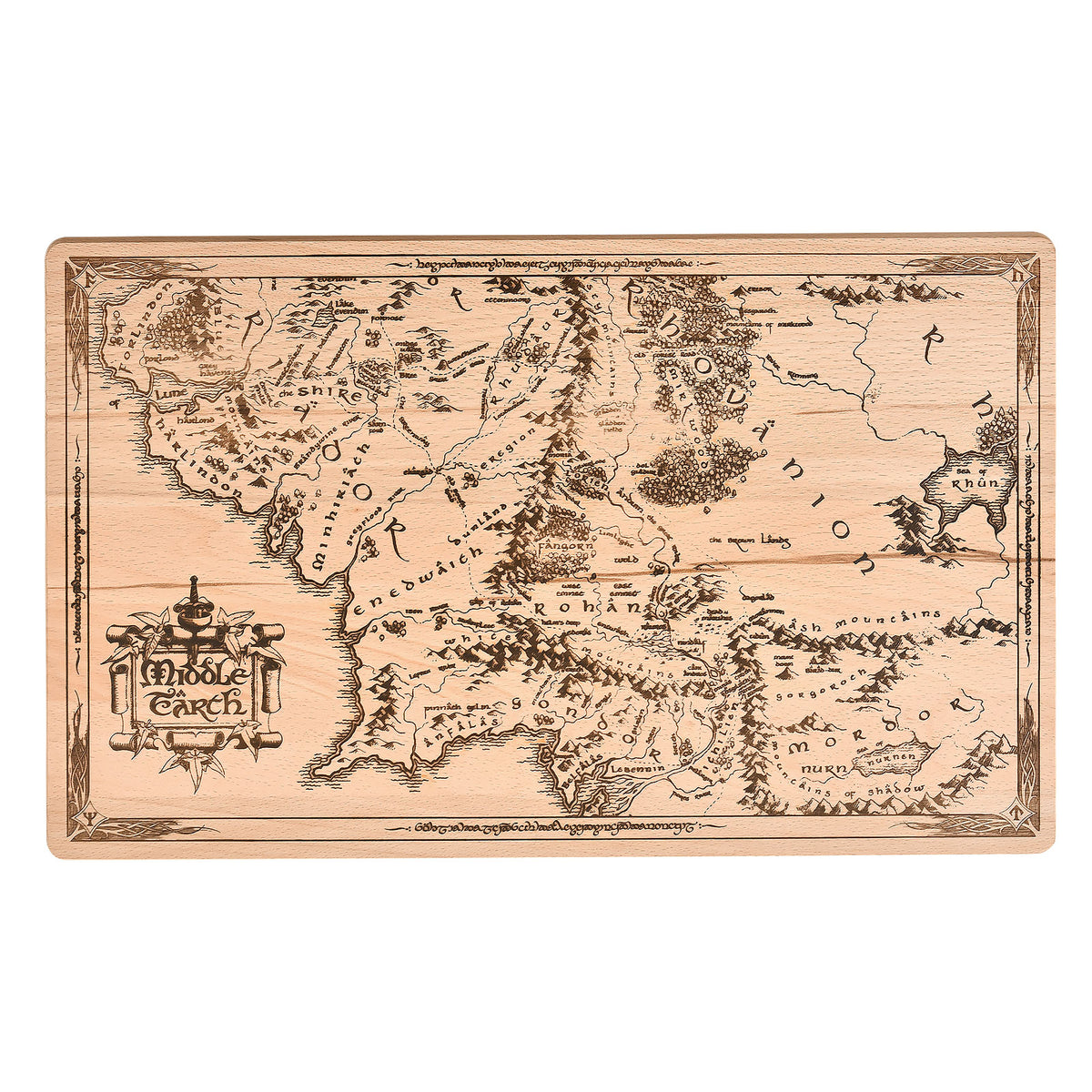Image produit Seigneur des Anneaux - Planche à découper Carte de la Terre du Milieu en Hêtre