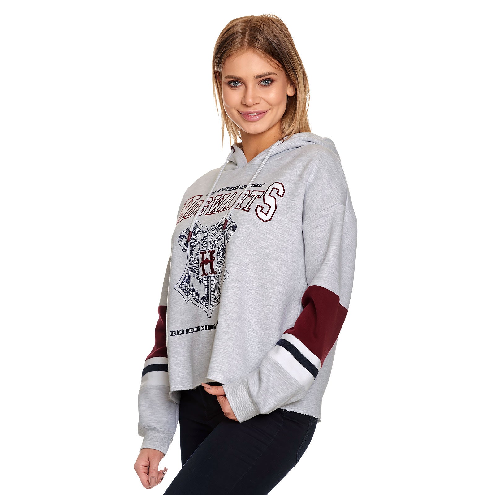Productafbeelding Harry Potter - Hogwarts School Crop Hoodie Dames Grijs