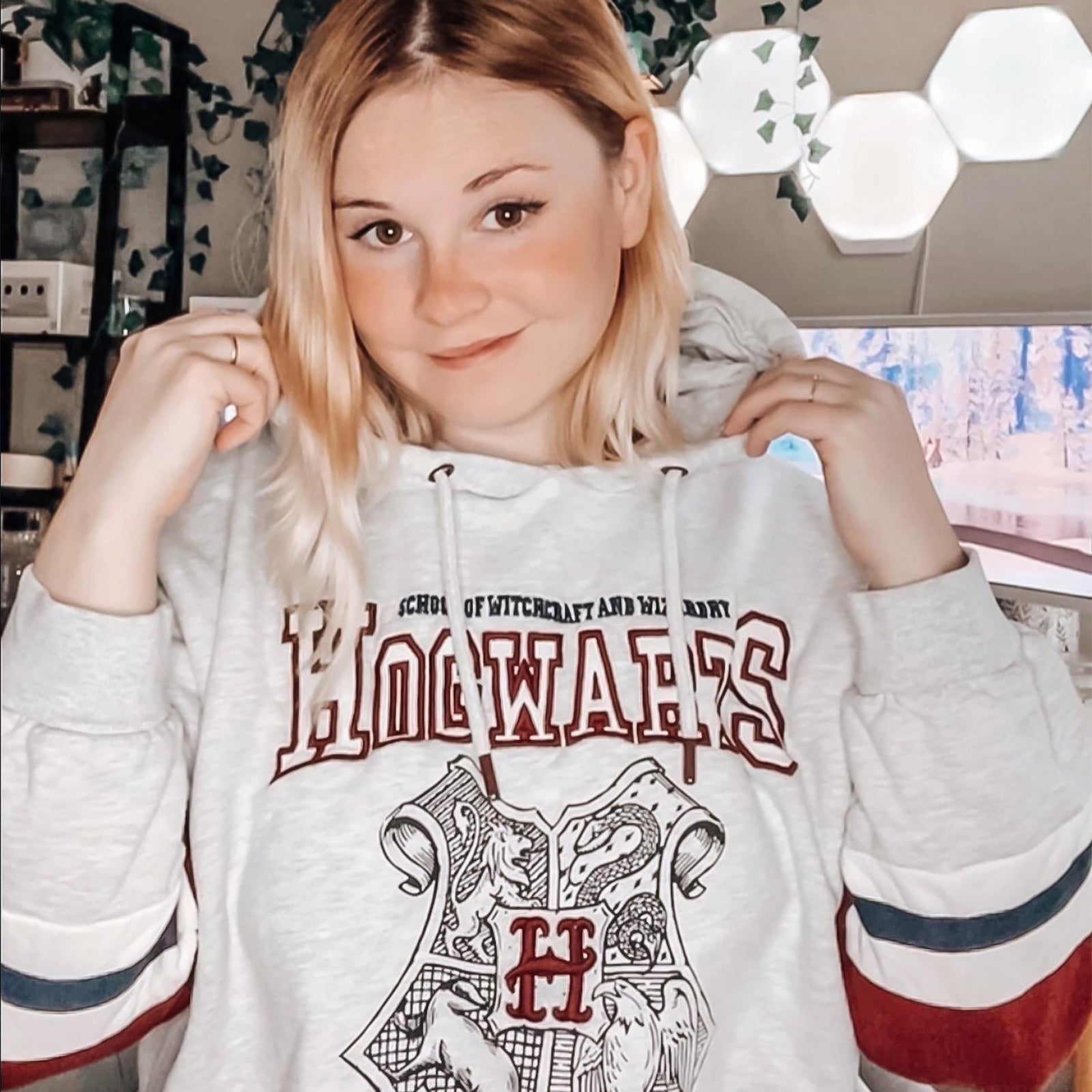 Productafbeelding Harry Potter - Hogwarts School Crop Hoodie Dames Grijs
