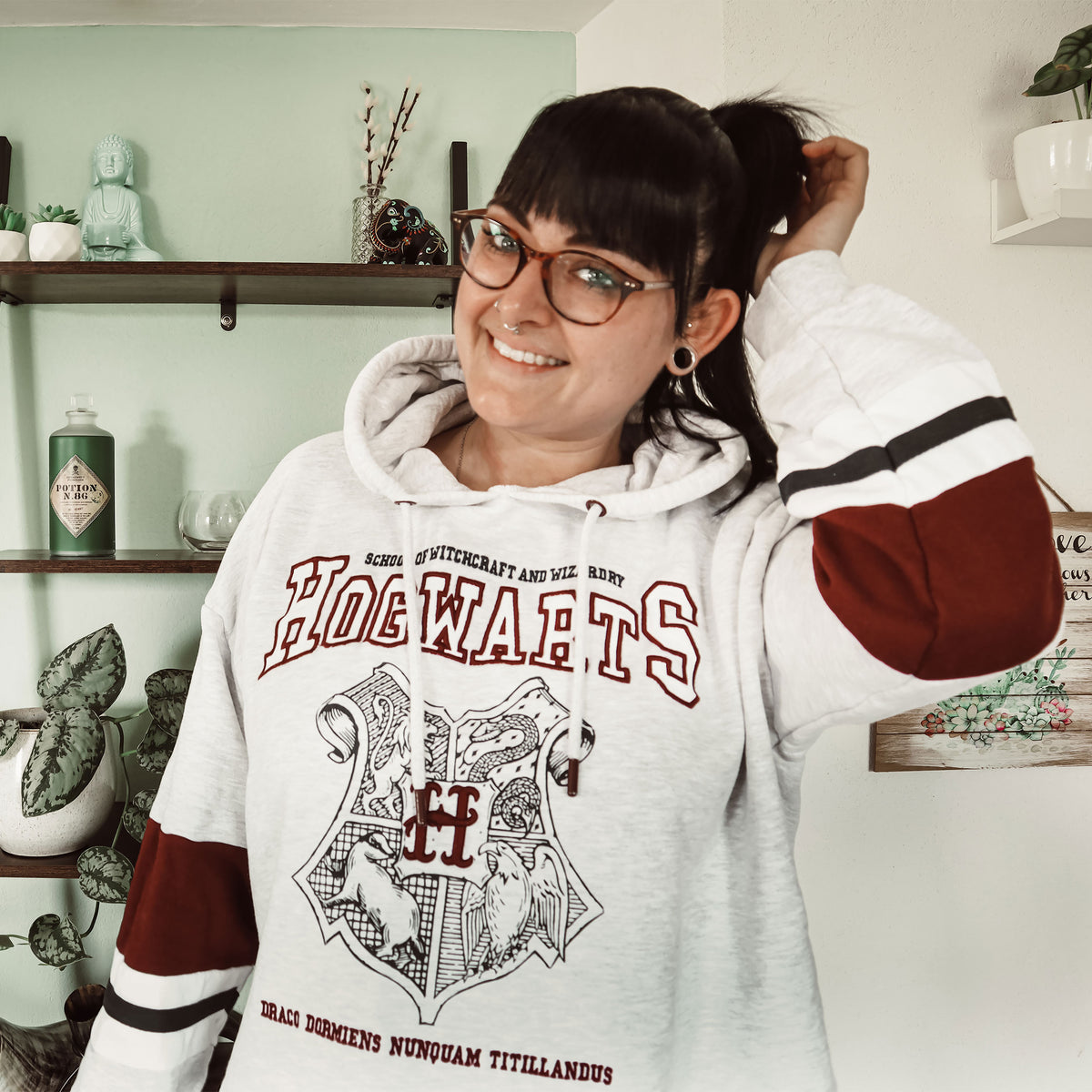 Produktbild Harry Potter - Hogwarts School Crop Hoodie Damen grau
