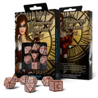 Productafbeelding Steampunk Clockwork RPG Dobbelsteen Set 7-delig bruin-wit