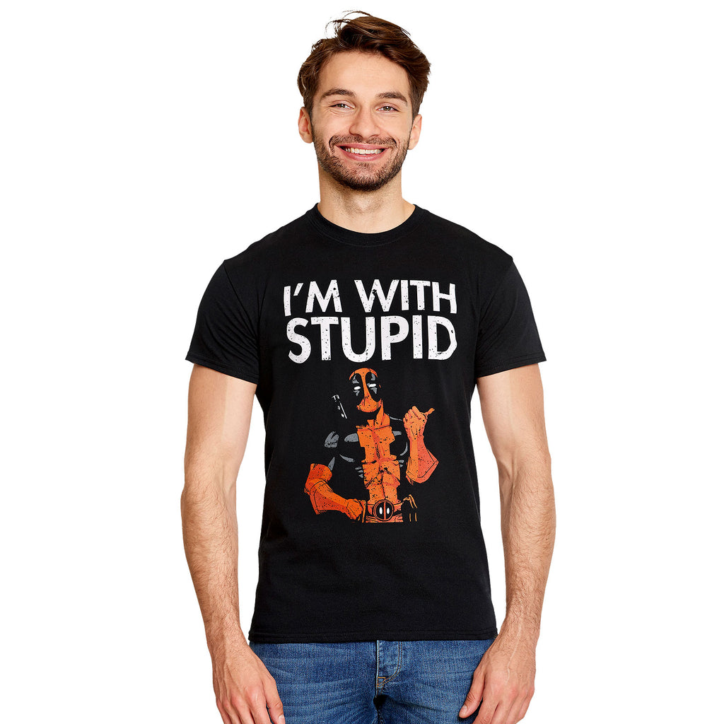 Productafbeelding Deadpool - I'm With Stupid T-Shirt zwart