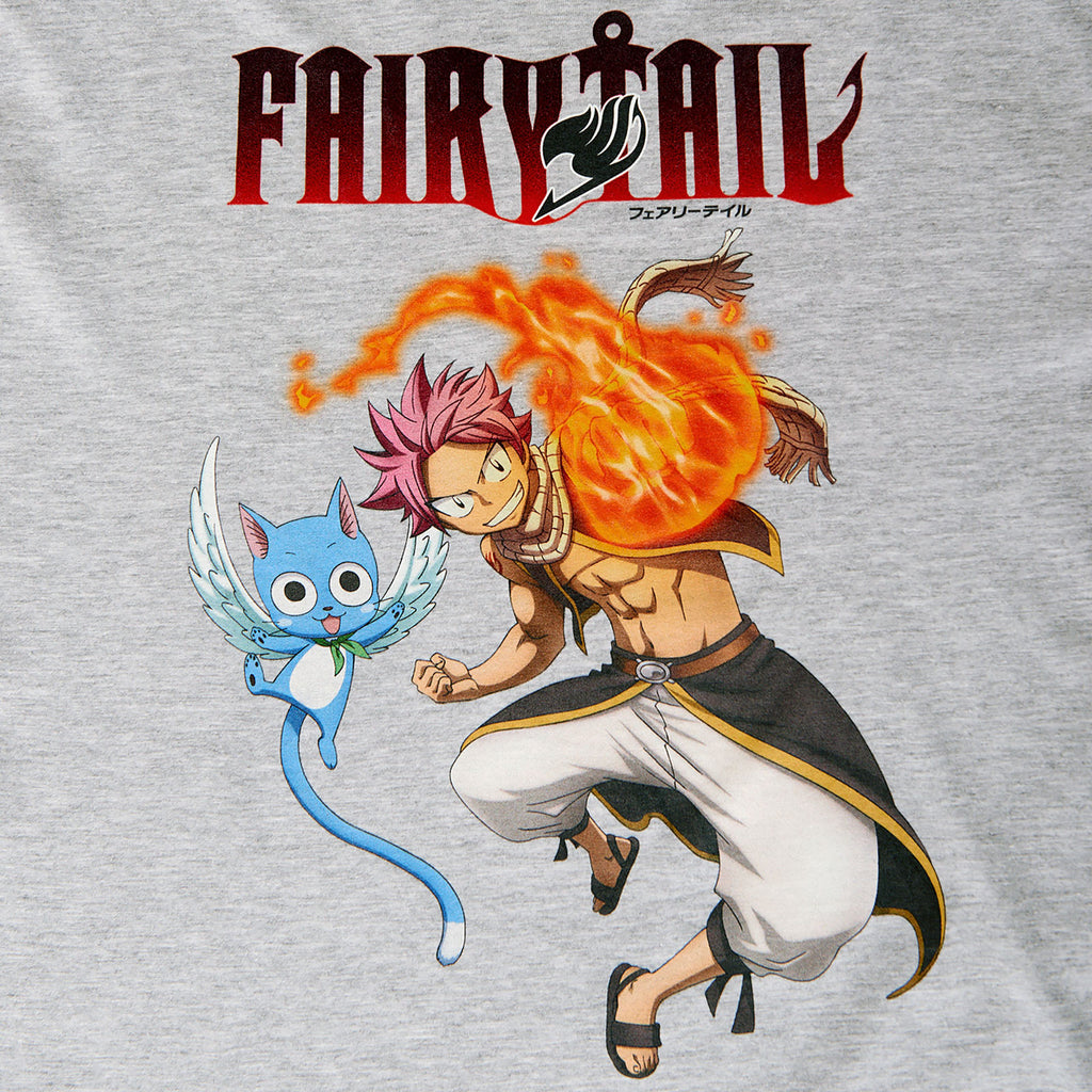 Image produit Fairy Tail - T-shirt Natsu et Happy gris