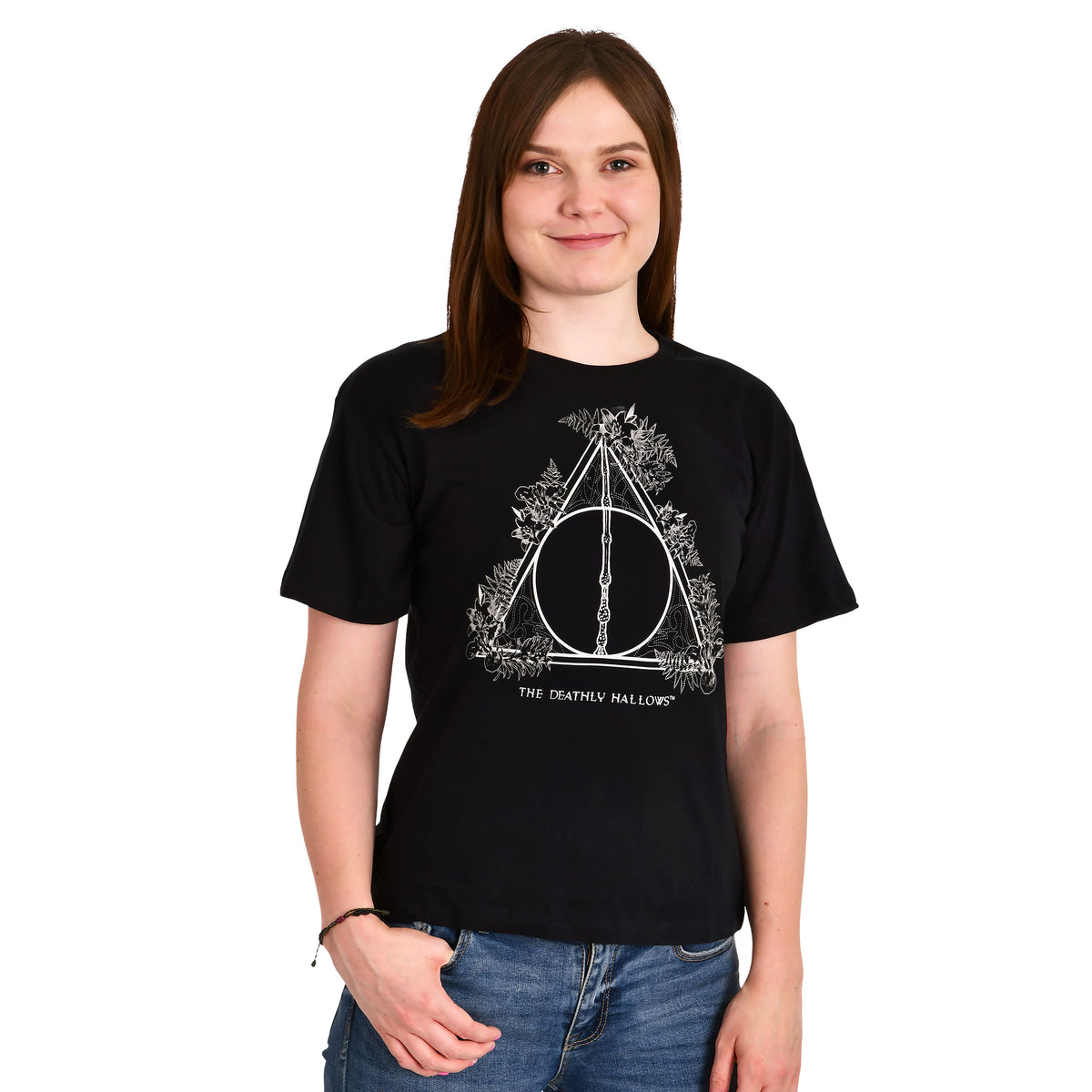 Image produit Harry Potter - T-shirt Femme Floral Deathly Hallows noir