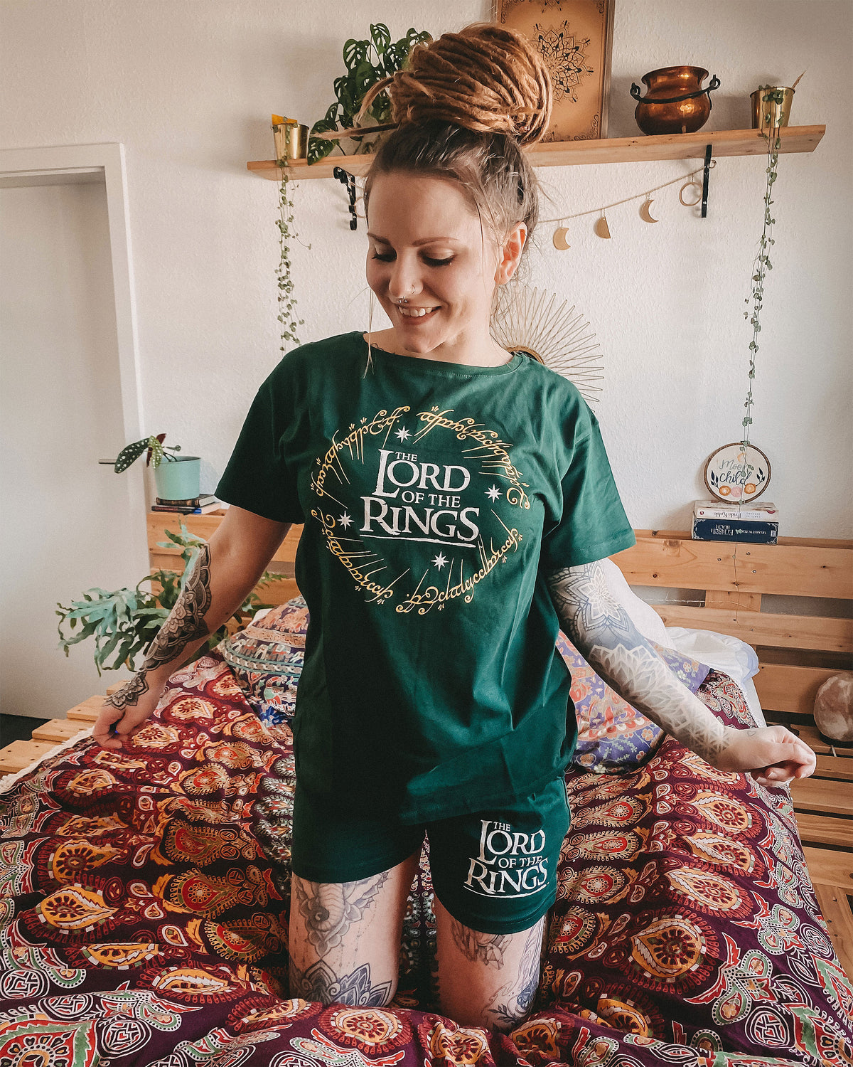 Productafbeelding Heer der Ringen - De Ene Ring Pyjama kort dames groen