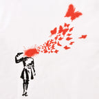 Productafbeelding Banksy - Meisje en Vlinders T-shirt Wit