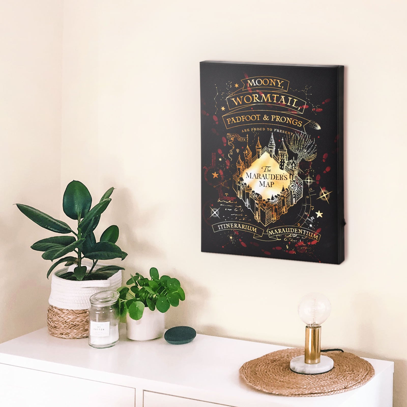 Image produit Harry Potter - Tableau mural de la Carte du Maraudeur avec lumière