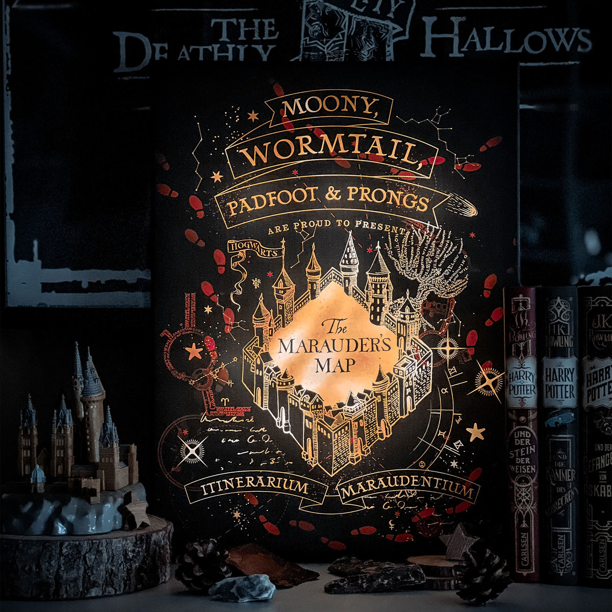 Image produit Harry Potter - Tableau mural de la Carte du Maraudeur avec lumière