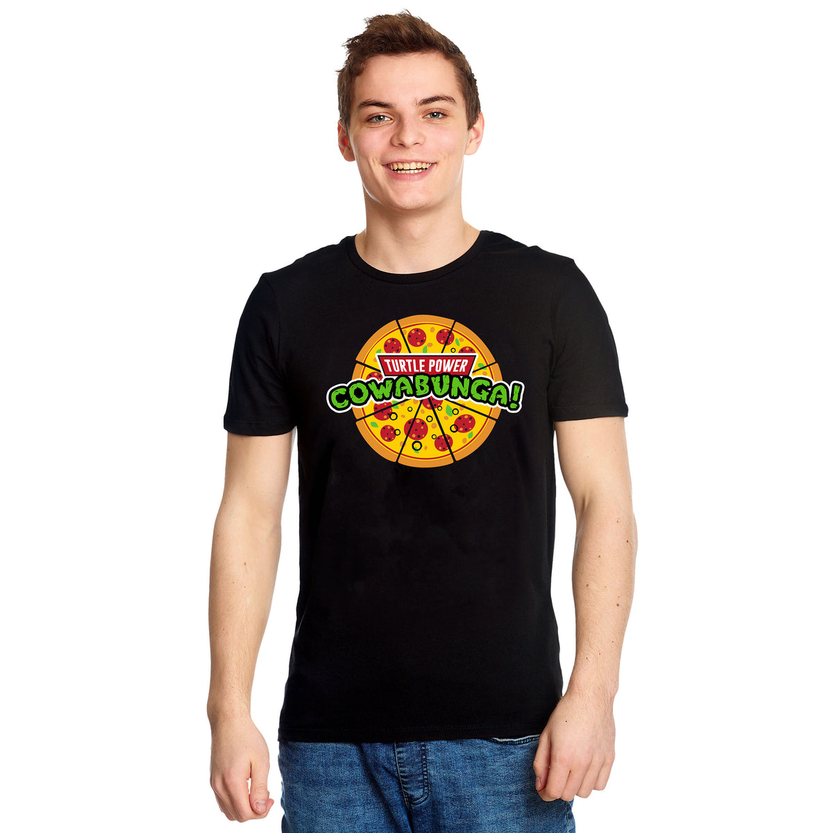Productafbeelding Cowabunga Pizza T-shirt voor Ninja Turtles Fans zwart