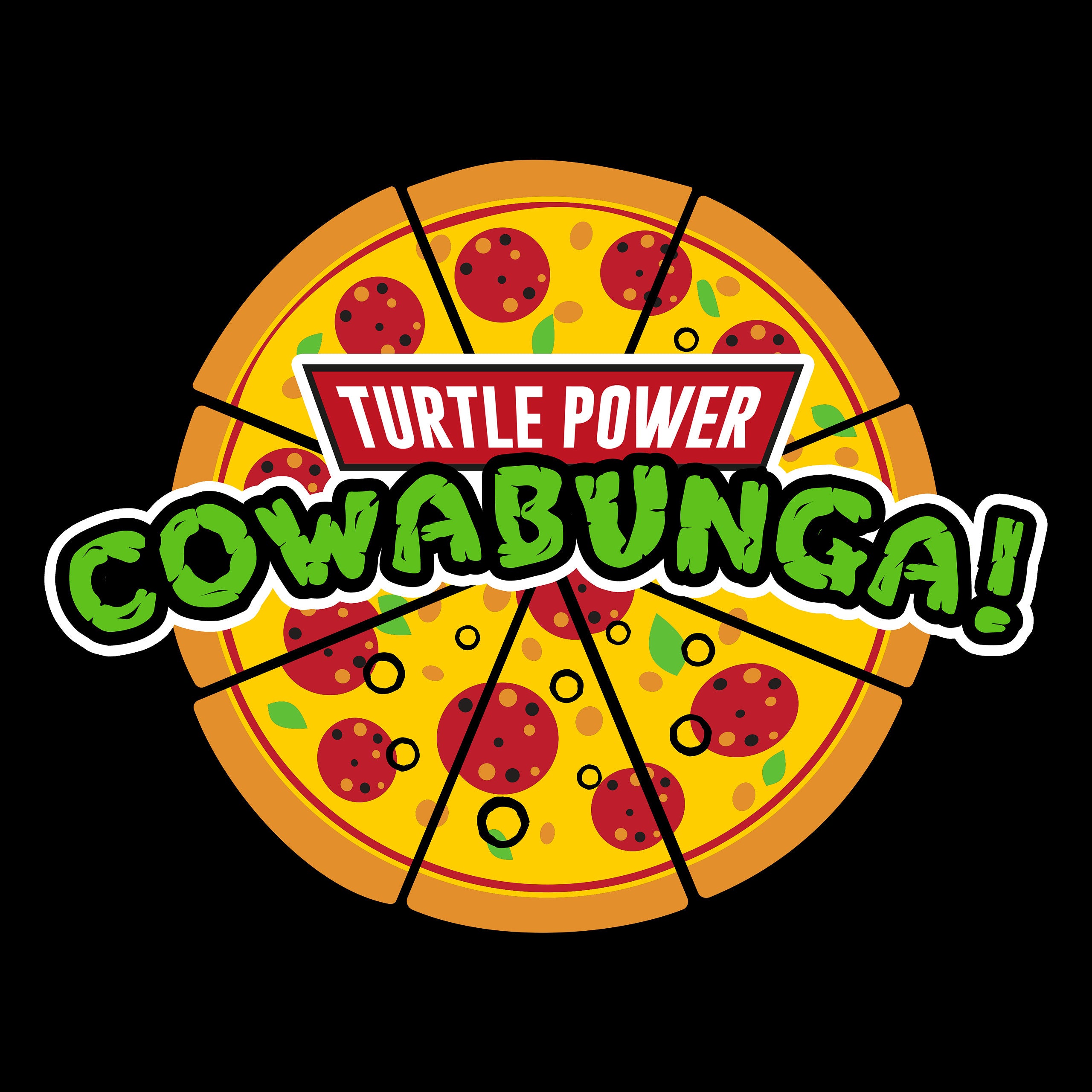 Productafbeelding Cowabunga Pizza T-shirt voor Ninja Turtles Fans zwart