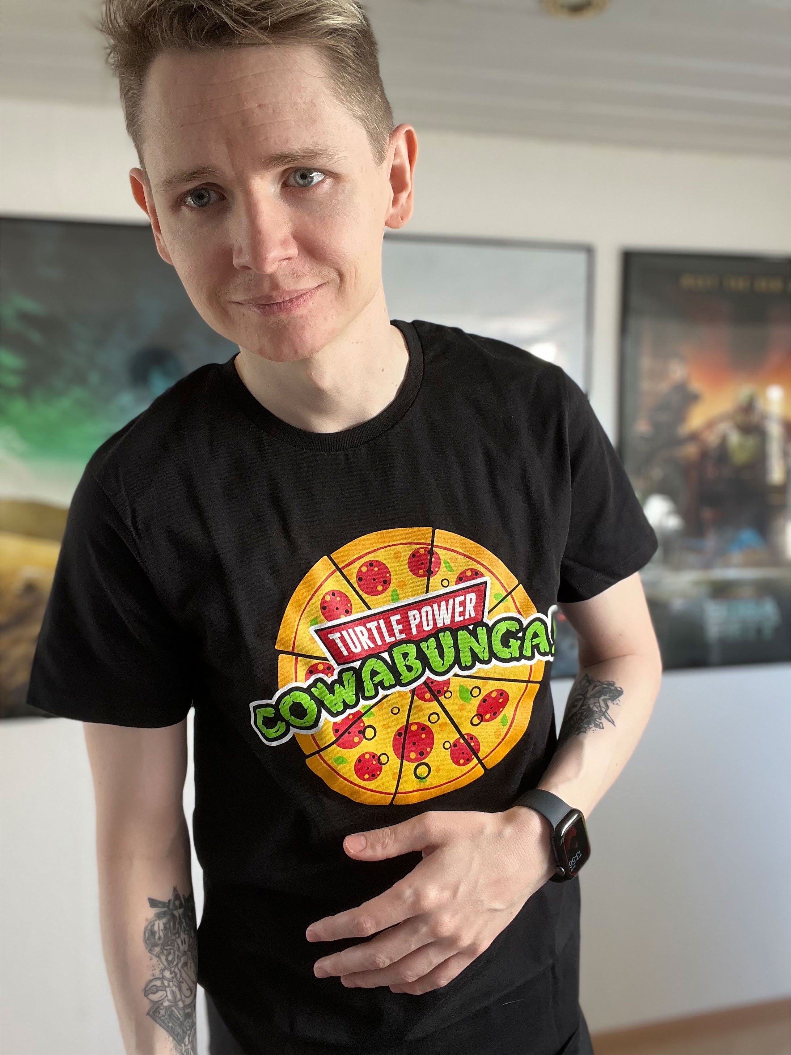 Productafbeelding Cowabunga Pizza T-shirt voor Ninja Turtles Fans zwart