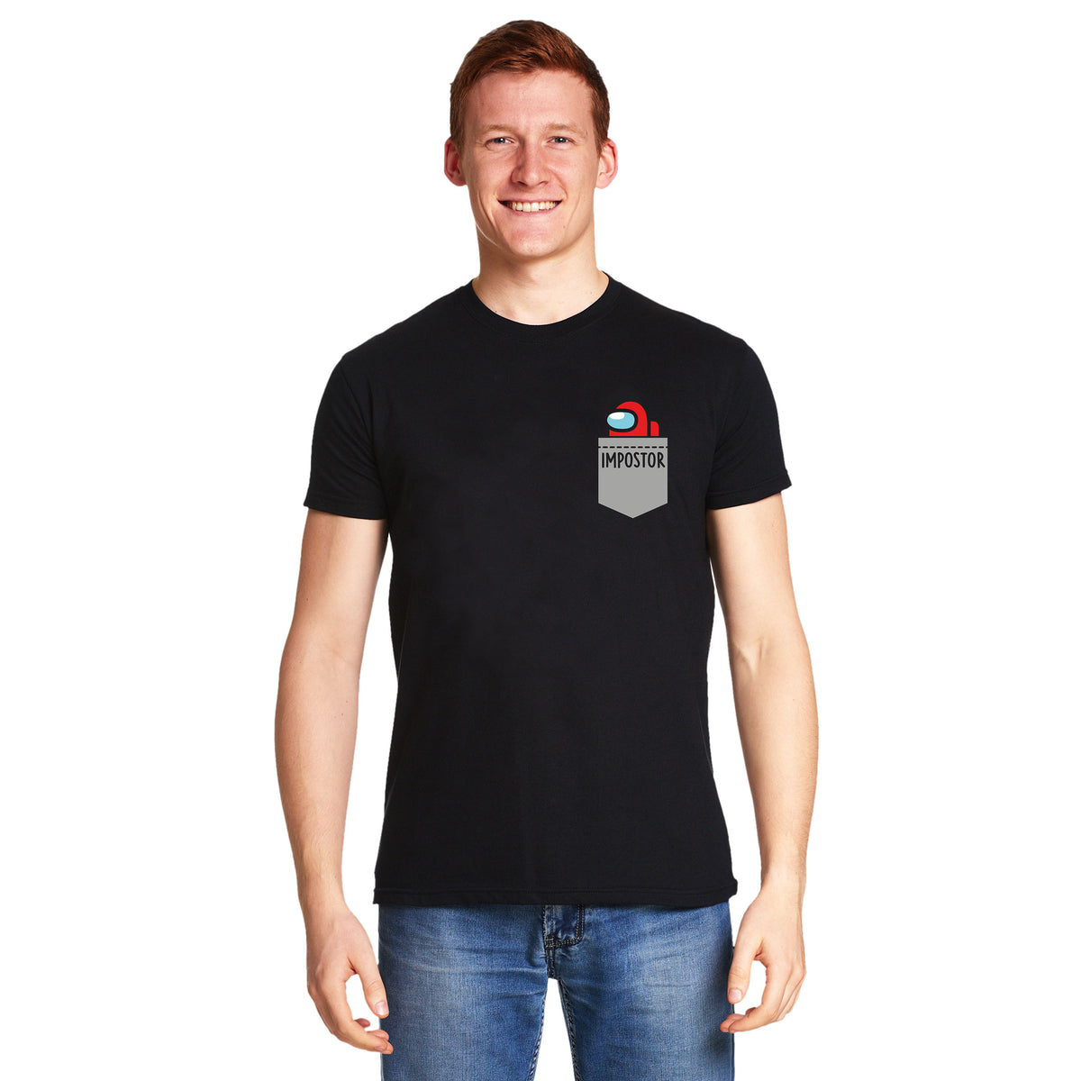 Productafbeelding Impostor Pocket T-shirt voor Among Us fans zwart