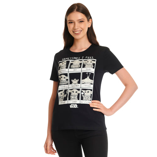 Image produit T-shirt Grogu Emotions pour femmes noir - Star Wars The Mandalorian