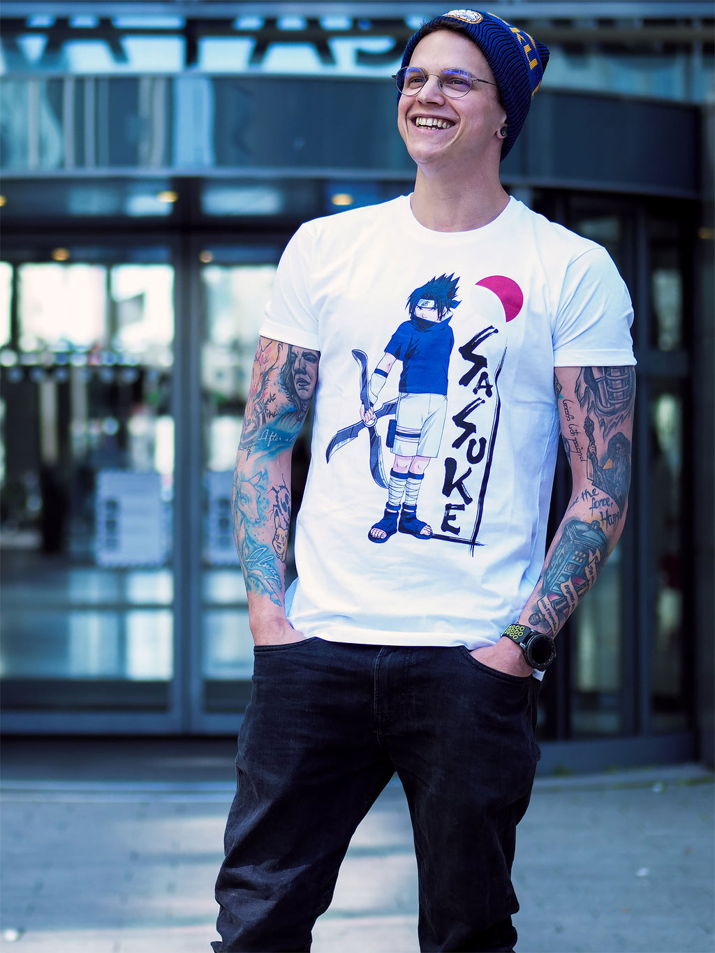 Image produit Naruto - T-shirt blanc Sasuke Uchiha