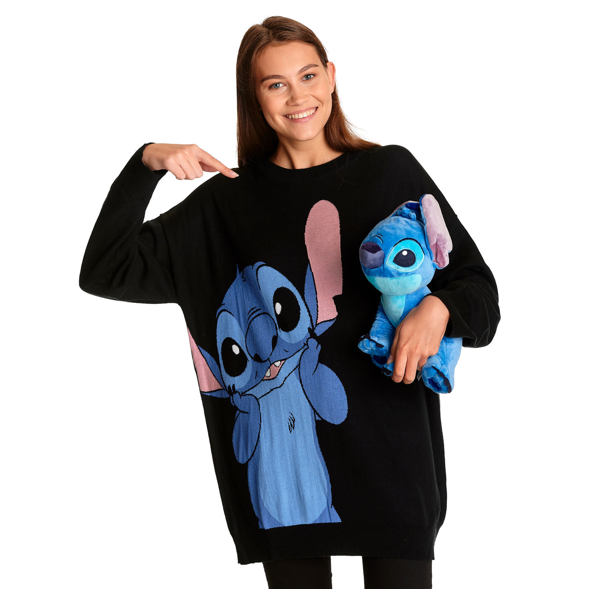 Productafbeelding Lilo & Stitch - Oversized Sweater Dames Zwart