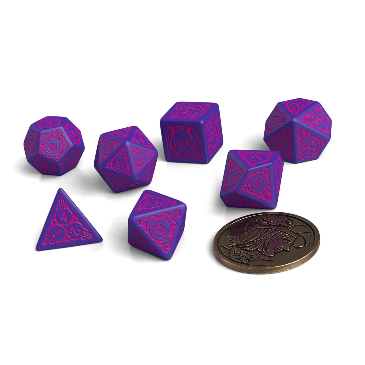 Productafbeelding Witcher - Dandelion Conqueror of Hearts RPG Dobbelsteen Set 7st met verzamelmunt