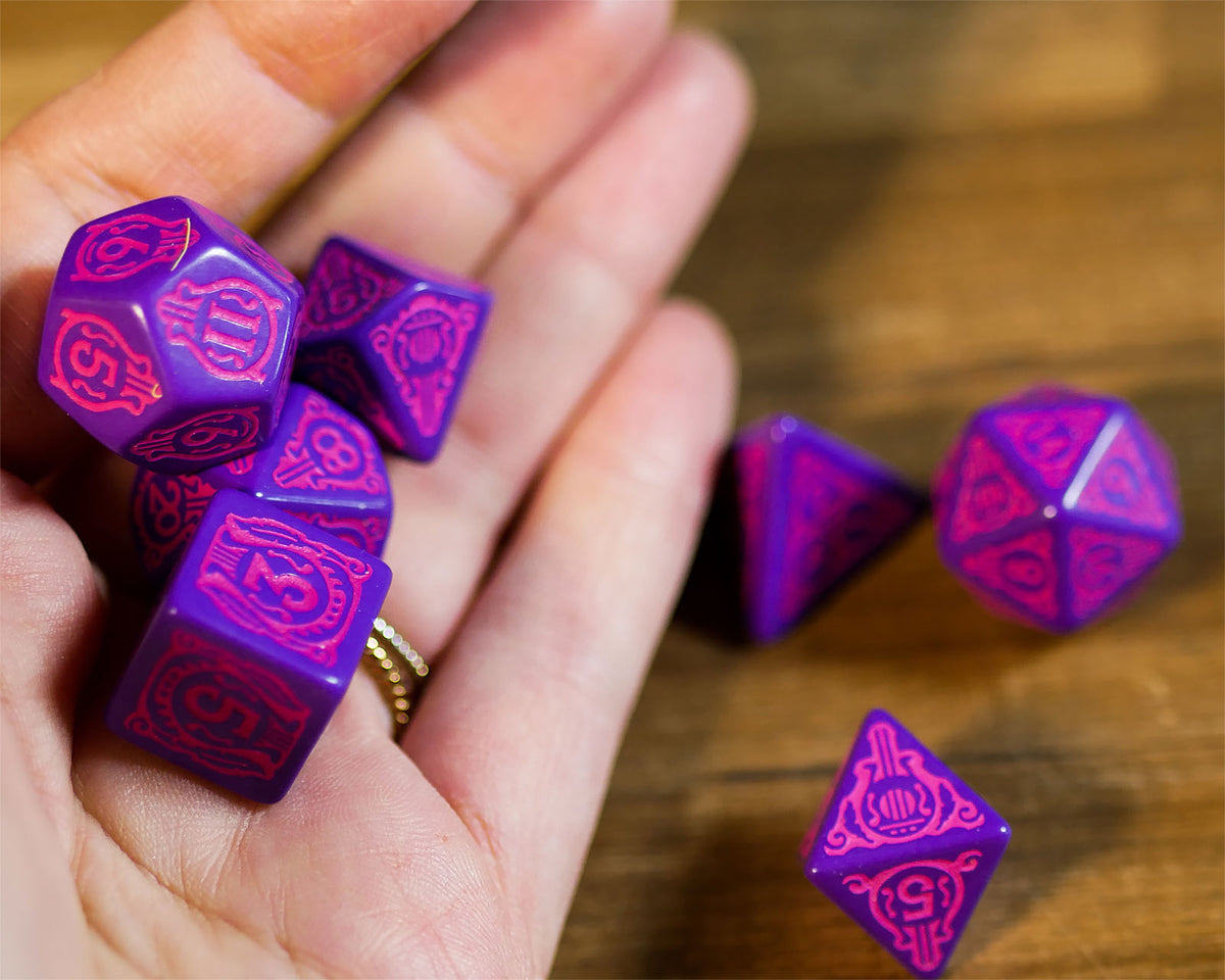 Productafbeelding Witcher - Dandelion Conqueror of Hearts RPG Dobbelsteen Set 7st met verzamelmunt