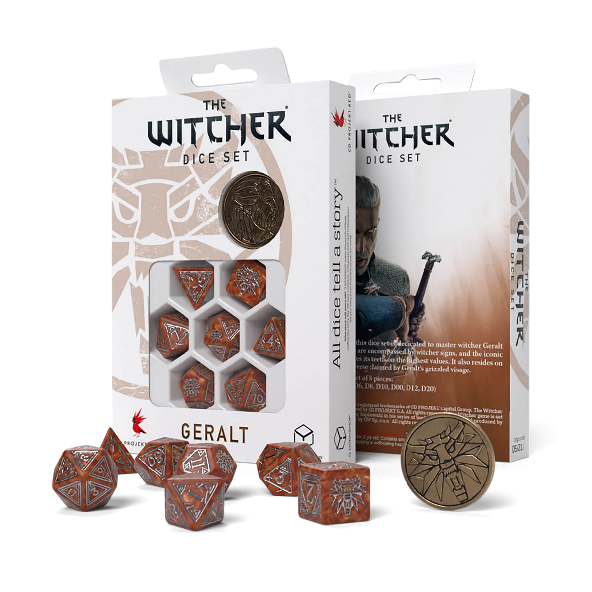 Productafbeelding Witcher - Geralt Monster Slayer RPG Dobbelset 7-delig met verzamelmunt