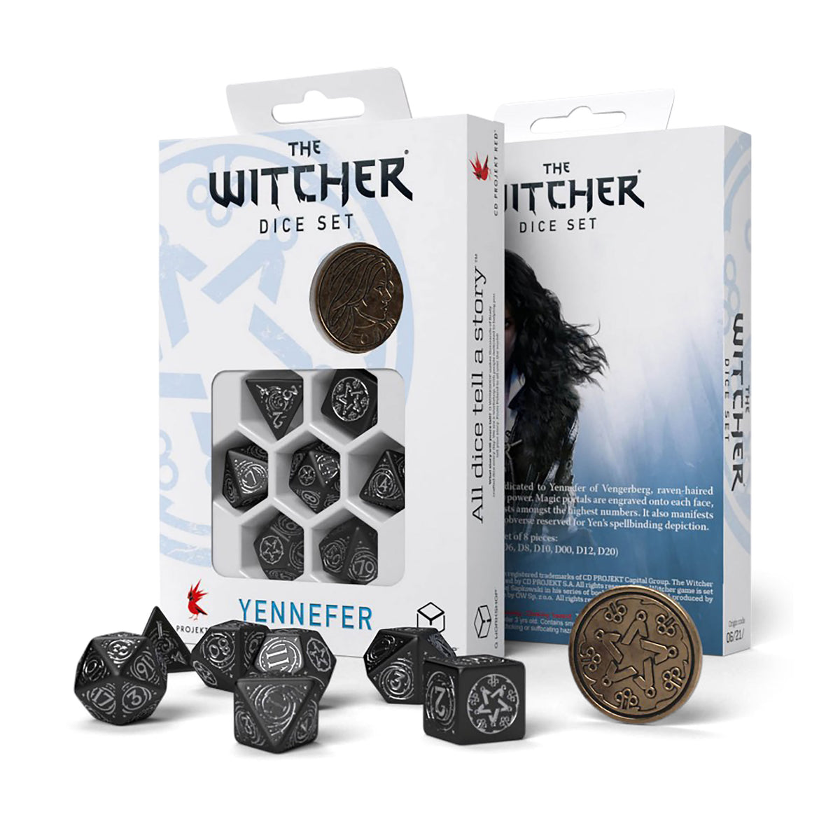 Productafbeelding Witcher - Yennefer Obsidian Star RPG Dobbelstenen Set 7dlg met Verzamelmunt