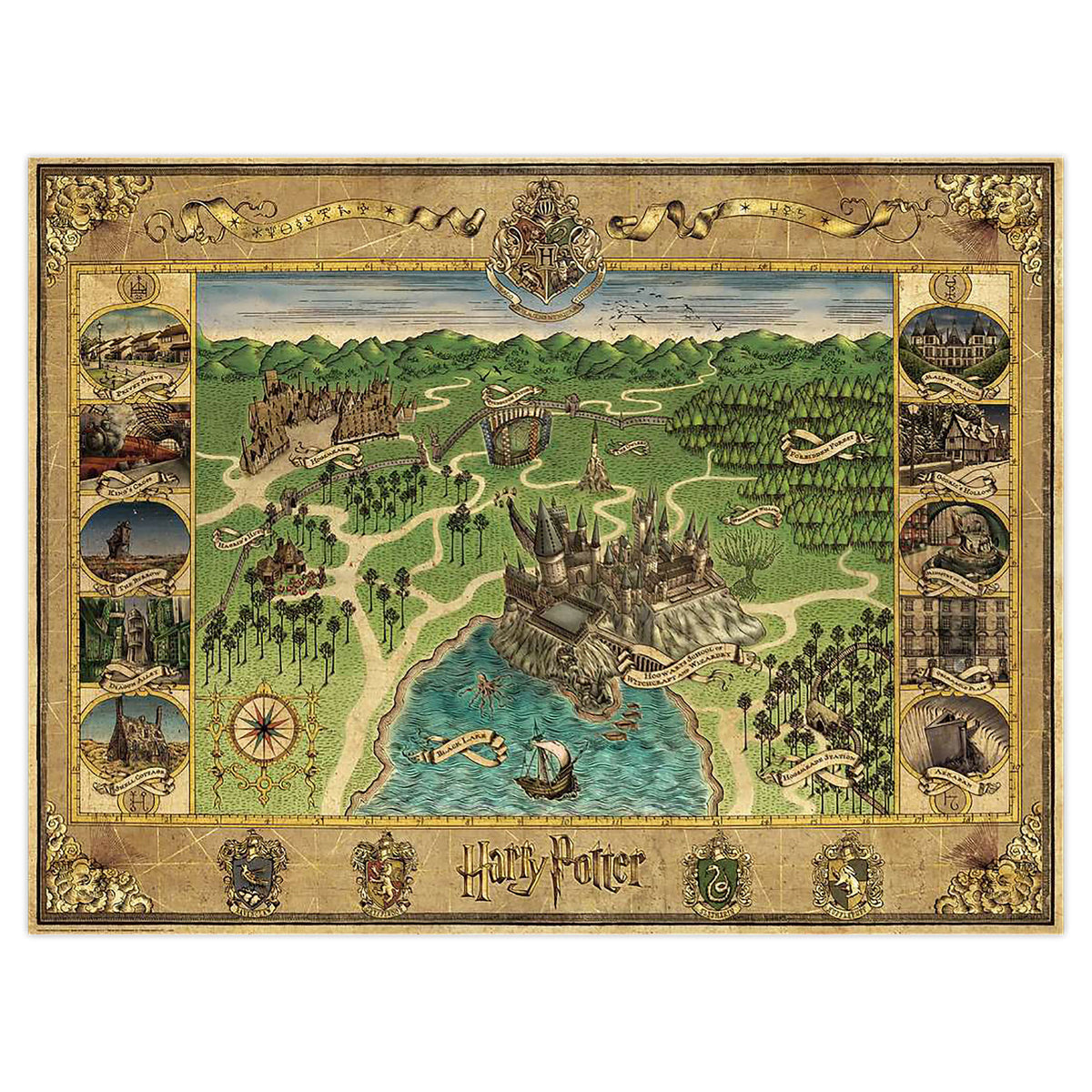 Productafbeelding Harry Potter - Hogwarts Kaart Puzzel 1500 Stukjes