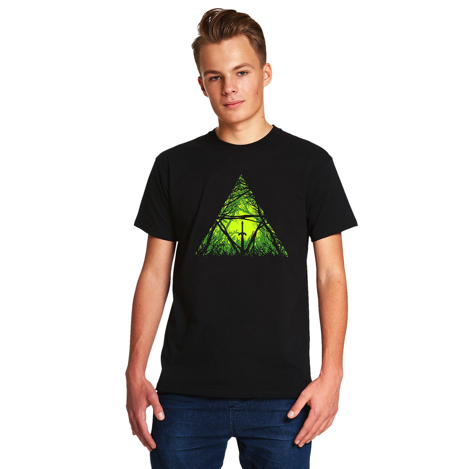 Productafbeelding Meesterzwaard in het Bos T-shirt voor Zelda Fans Zwart