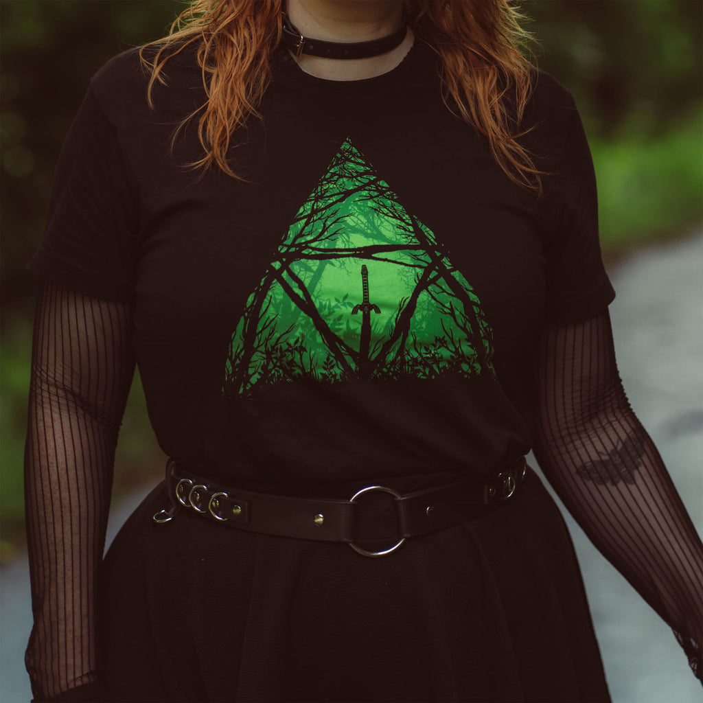 Produktbild Masterschwert im Wald T-Shirt für Zelda Fans schwarz