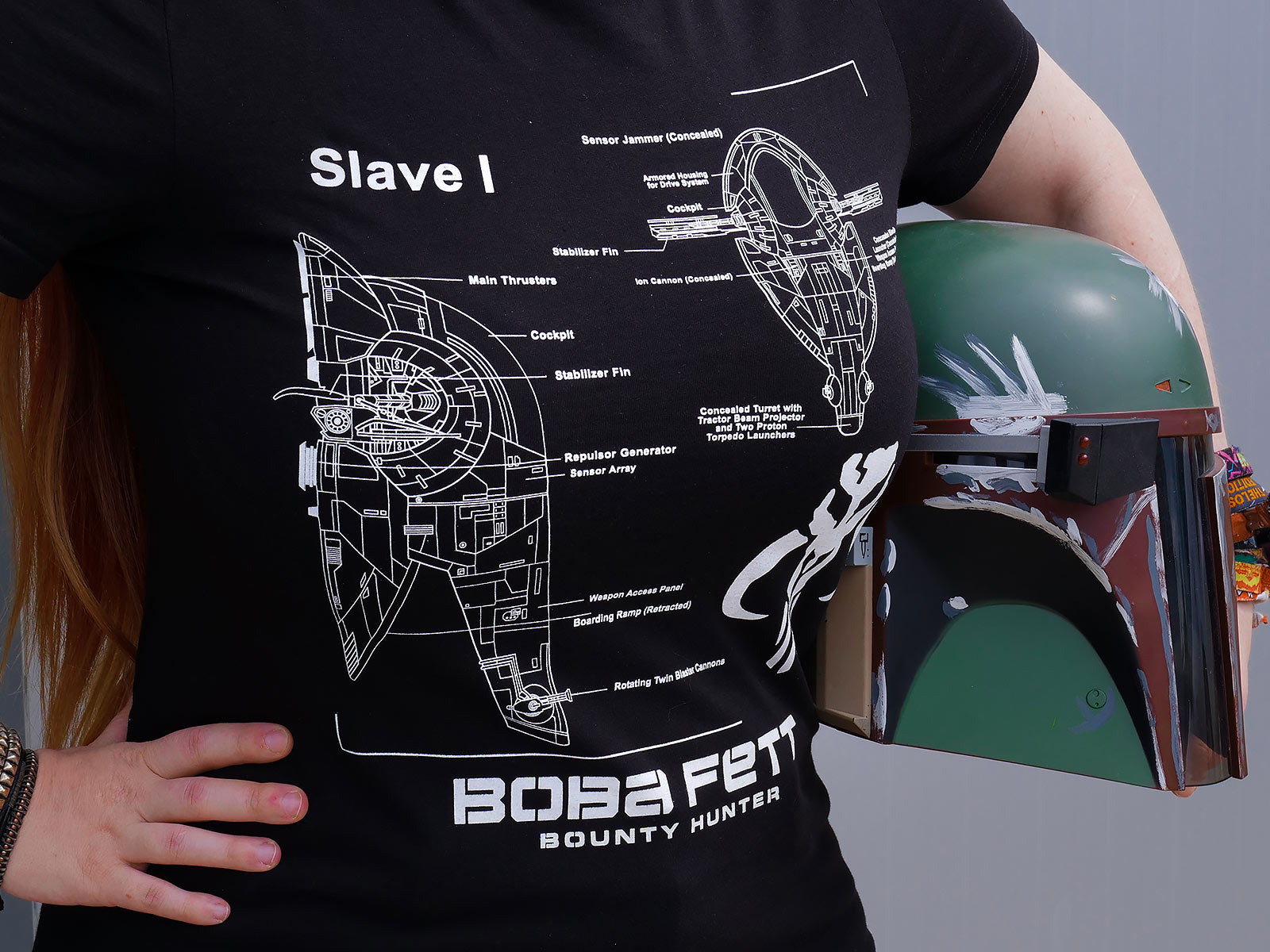 Image produit Star Wars - Boba Fett Slave I Sketch T-Shirt noir