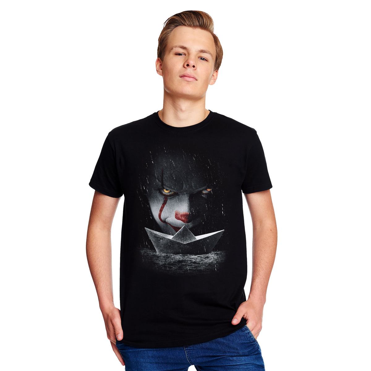 Image produit Stephen King's IT - T-shirt Pennywise bateau en papier noir