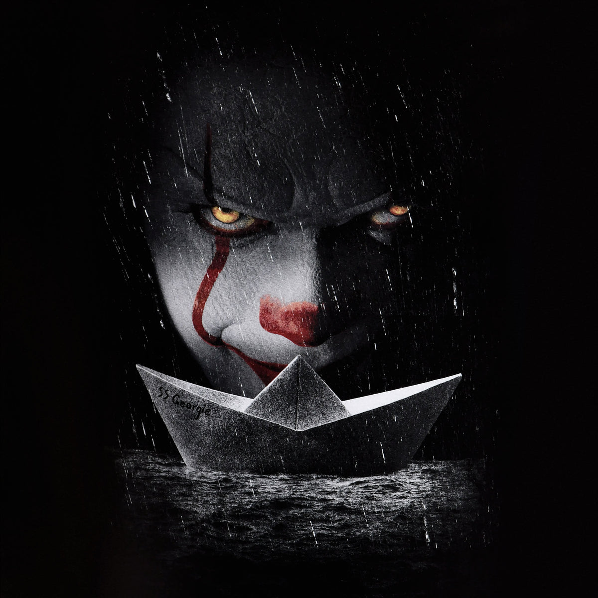 Image produit Stephen King's IT - T-shirt Pennywise bateau en papier noir