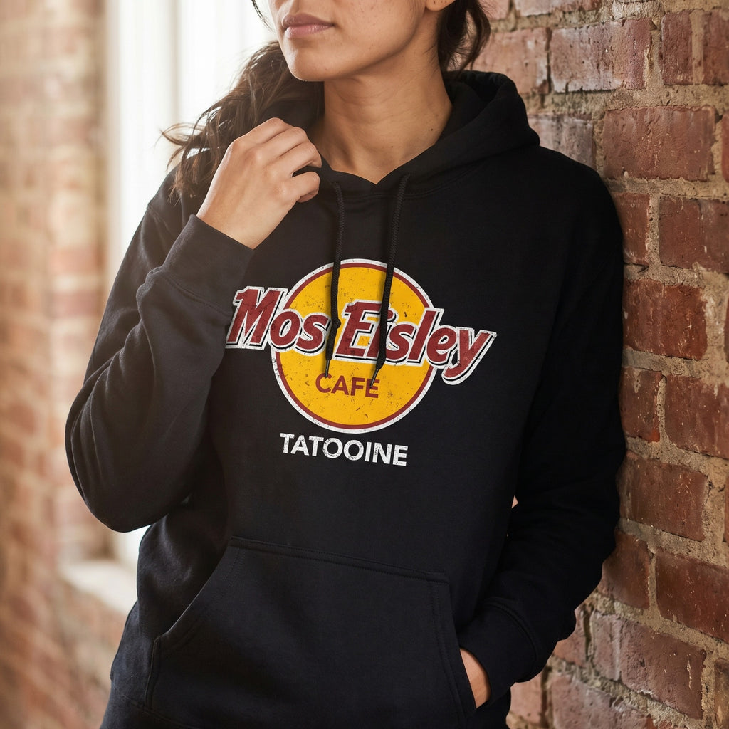 Image produit Sweat à capuche Mos Eisley Cafe pour les fans de Star Wars noir