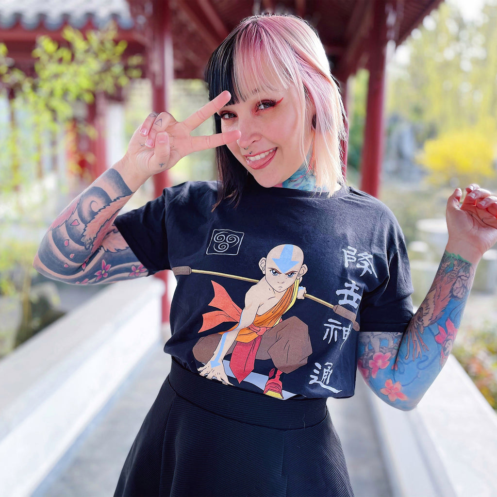 Productafbeelding Avatar De Laatste Luchtmeester - Aang Klaar Voor De Strijd T-Shirt Zwart