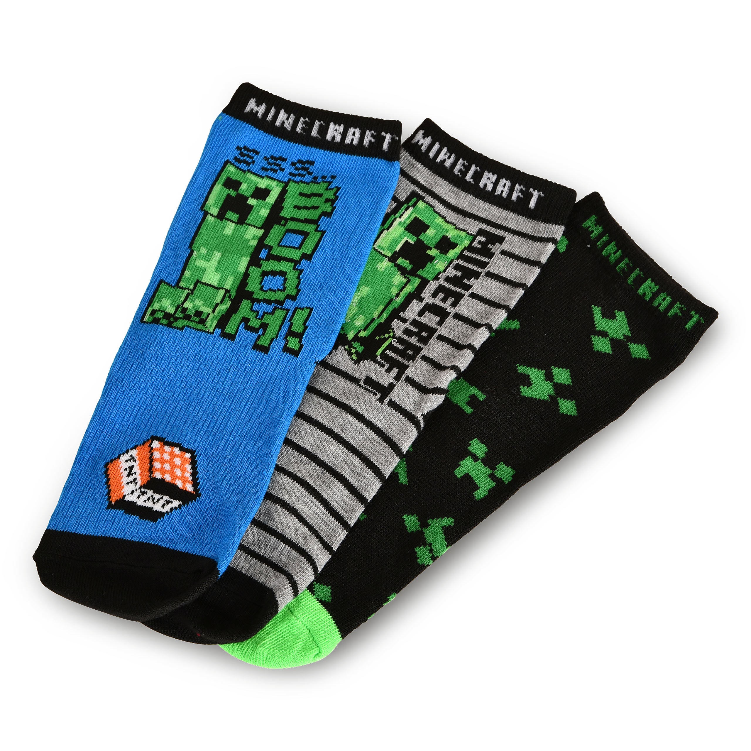 Image produit Minecraft - Ensemble de 3 paires de chaussettes pour enfants Creeper