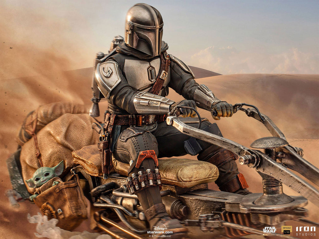 Image produit Mando avec Speeder BDS Art Scale Deluxe Statue - Star Wars The Mandalorian