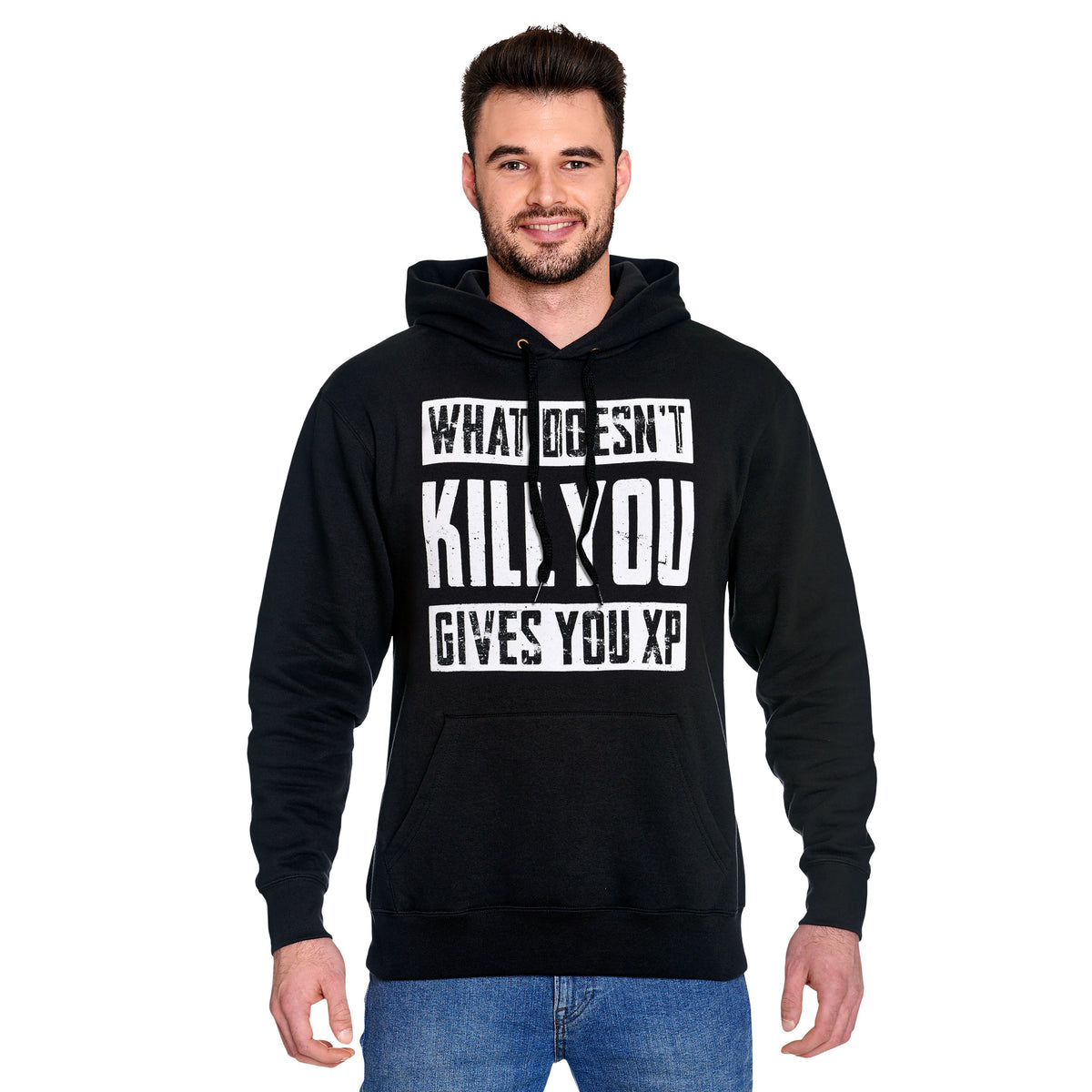Productafbeelding What Doesn't Kill You Gives You XP Hoodie Zwart