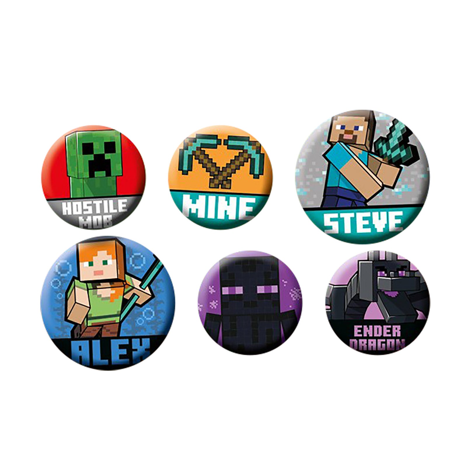 Produktbild Minecraft - Character Button 6er Set