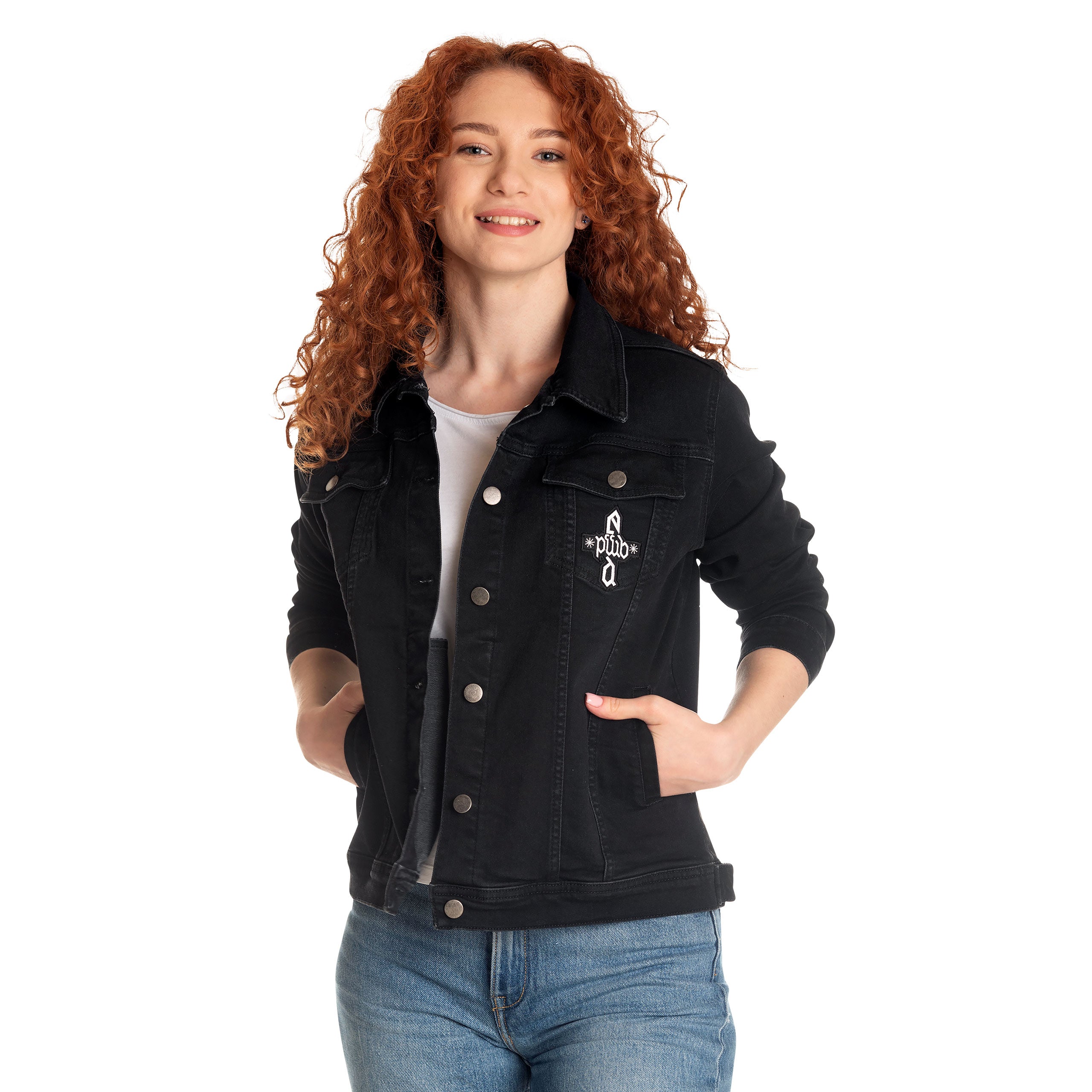 Image produit Veste en jean noir blason Dumbledore - Les Animaux Fantastiques