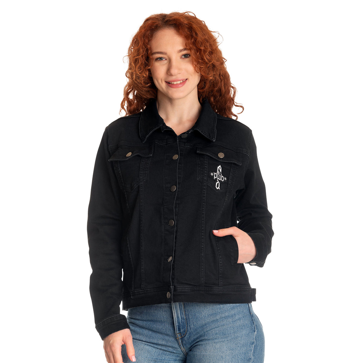 Image produit Veste en jean noir blason Dumbledore - Les Animaux Fantastiques