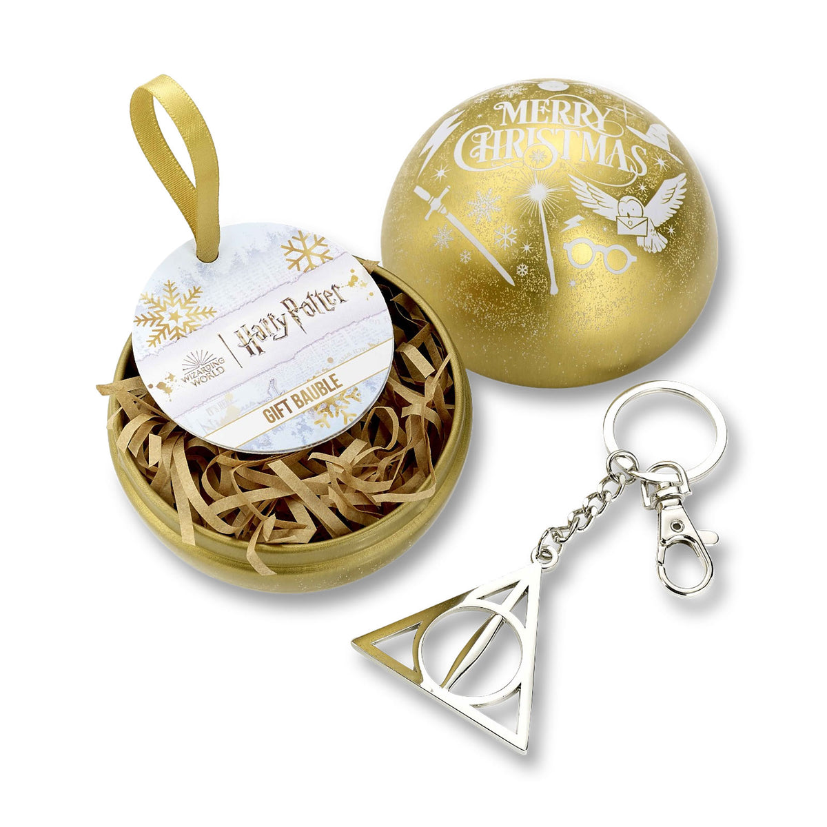 Produktbild Harry Potter - Weihnachtskugel mit Deathly Hallows Schlüsselanhänger