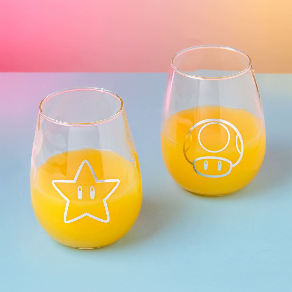 Productafbeelding Super Mario - Ster & Super Paddenstoel Glazen Set van 2