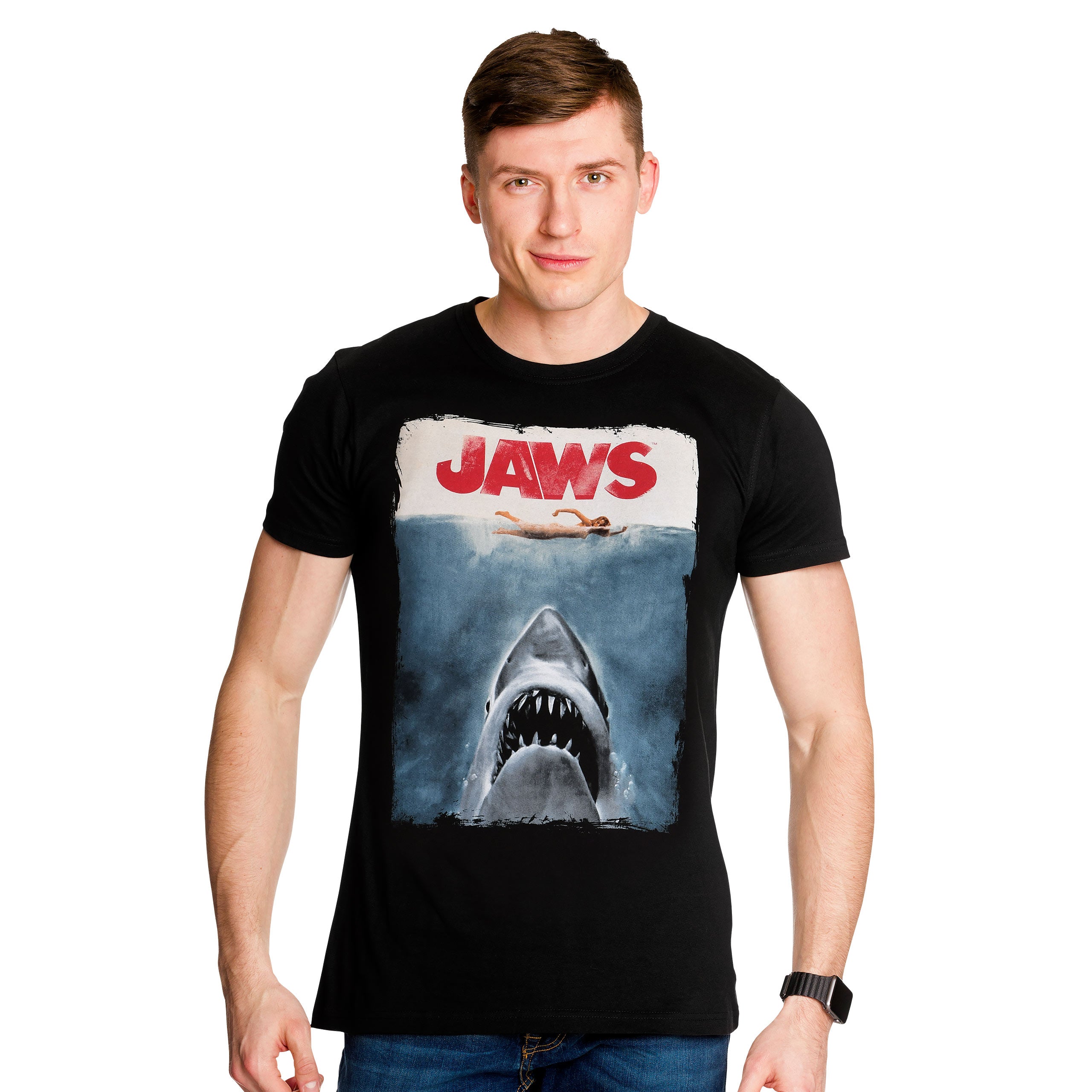 Productafbeelding De Witte Haai - Jaws Poster Shirt Zwart