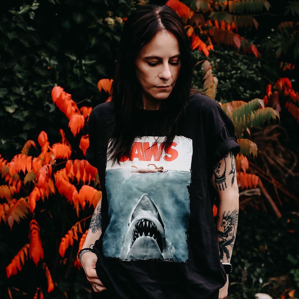 Productafbeelding De Witte Haai - Jaws Poster Shirt Zwart