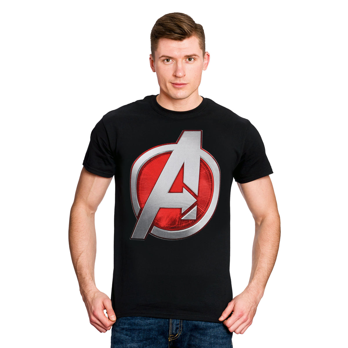 Image produit Avengers - T-Shirt Logo Argenté Noir
