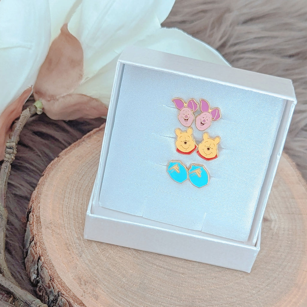 Image produit Winnie l'Ourson - Lot de 3 boucles d'oreilles en boîte cadeau