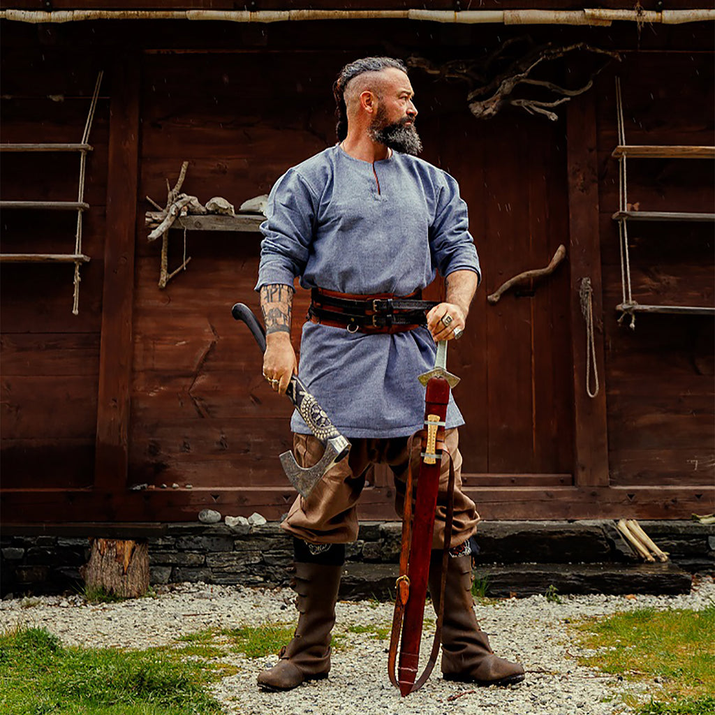 Productafbeelding Viking tuniek Torsten blauw-grijs