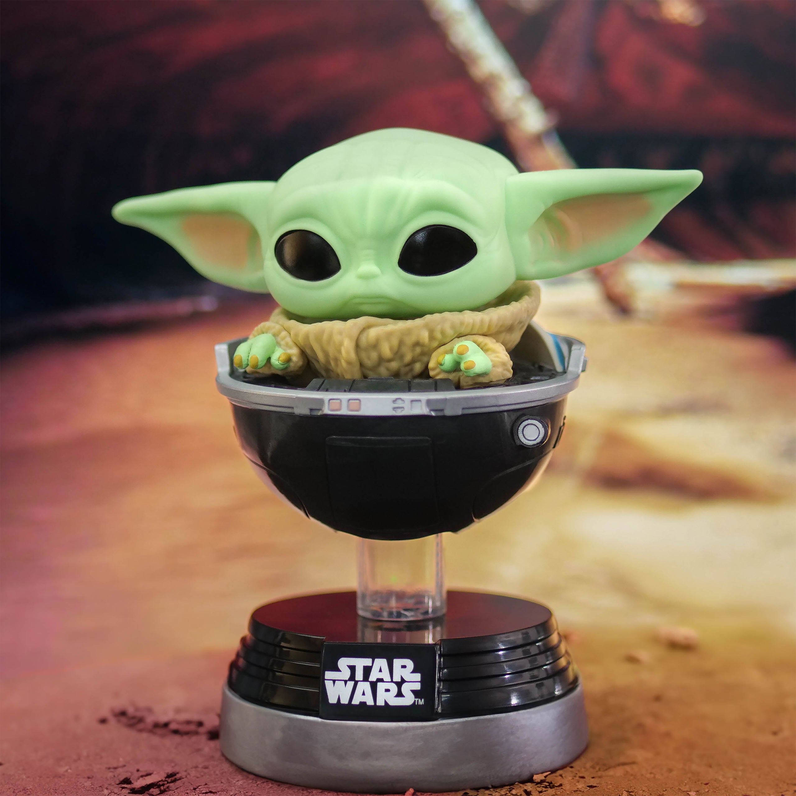 Image produit Grogu dans la poussette Funko Pop Figurine à tête branlante - Star Wars The Mandalorian