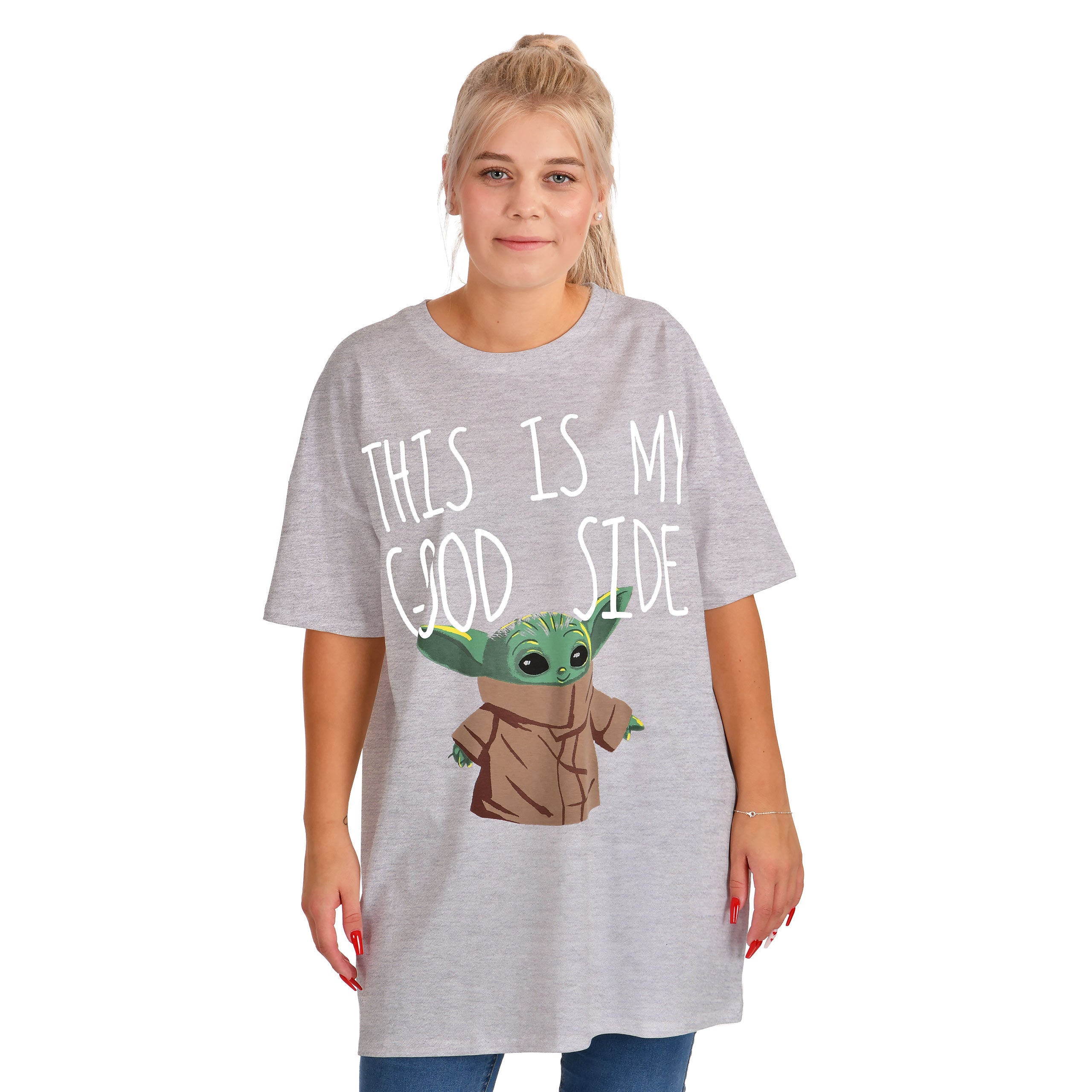 Productafbeelding Grogu Good Side Oversize T-shirt Wit - Star Wars The Mandalorian