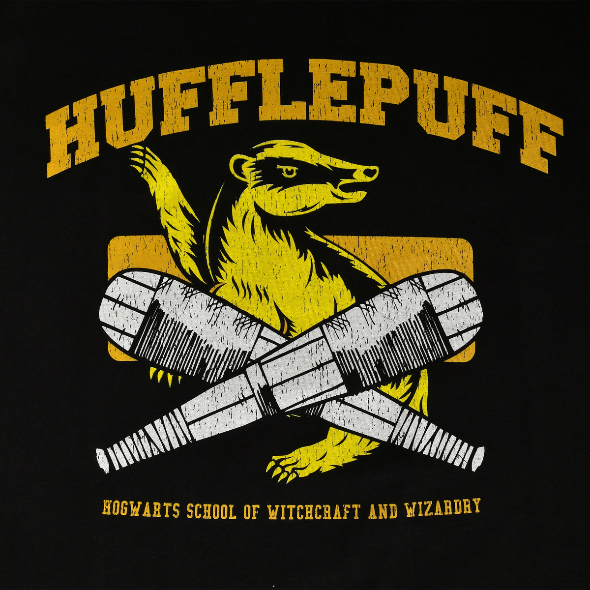 Productafbeelding Hufflepuff Quidditch College T-Shirt Zwart - Harry Potter